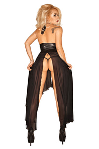schwarzes langes Chemise F047 von Noir Handmade
